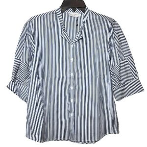 NWT Harshman Roxana Navy Striped Shirt Size Large